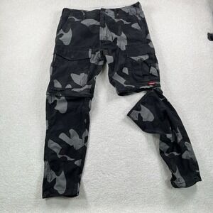 Levis Convertible Cargo Pants Men's 30x27 Black Gray Camo Ripstop Zip Off Shorts